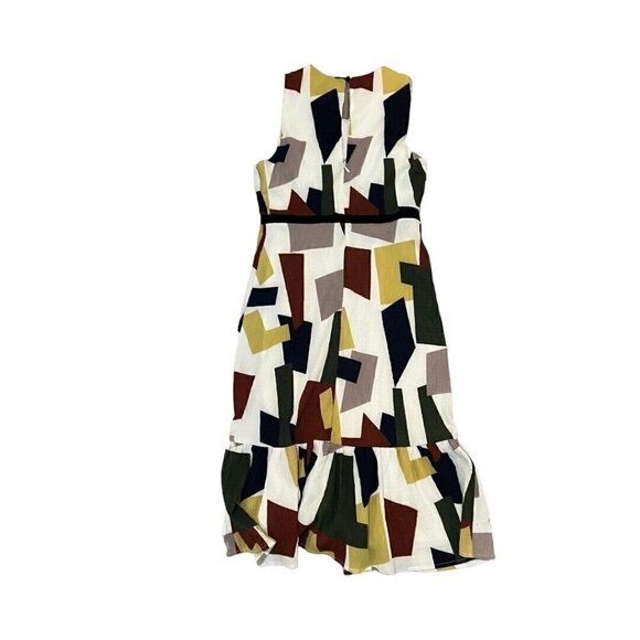 Anthropologie Sunday In Brooklyn Dress Size Small Flounced Geometric Crepe - Picture 3 of 8